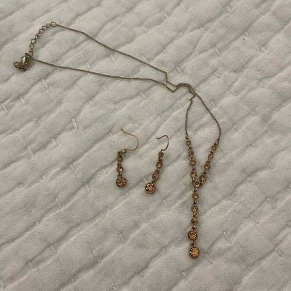 COFFEE COLORED NECKLACE EARRING SET - Picture 3 of 3